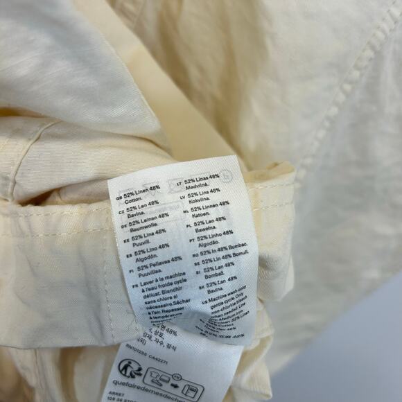 Arket Shirt Dress Linen Cotton Butter Yellow Sz M Utility Minimalist Scandi - Picture 7 of 9